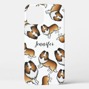 Sable Cartoon Sheltie Dog Pattern & Name iPhone 12 Case