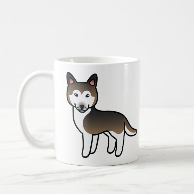 Sable Cartoon Siberian Husky Dog Coffee Mug (Left)