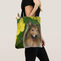Sable Collie Yellow Primrose Dog Art