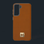 Sable Luxury Gold Monogram Samsung Galaxy Case<br><div class="desc">Simple luxury monogrammed phone case features a modern design with brushed metallic gold monogram emblem on sable suede look textured background. </div>