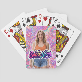 Sable Noon Beauty Pose #1 With Colourful Backgroun Playing Cards