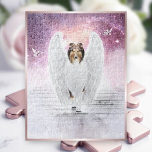 Sable Rough Collie Angel on Stairs to Dog Heaven - Jigsaw Puzzle
