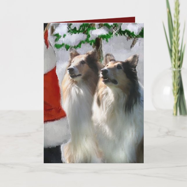 Sable Rough Collie Christmas Gifts Holiday Card (Front)