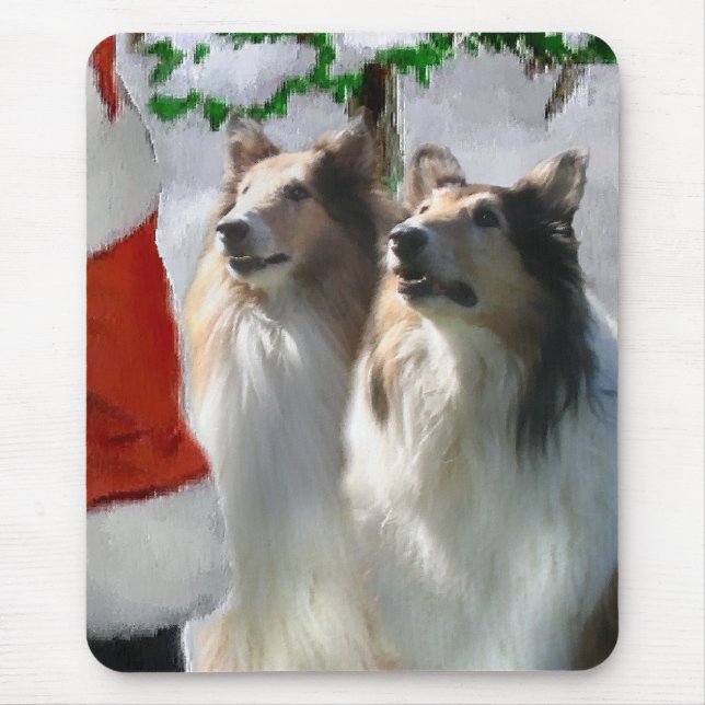 Sable Rough Collie Christmas Gifts Mouse Pad (Front)