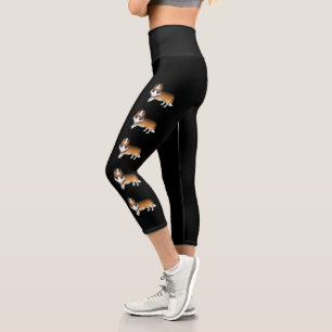Sable Rough Collie Cute Cartoon Dog Capri Leggings