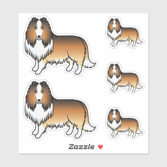 Sable Rough Collie Cute Cartoon Dogs (Sheet)