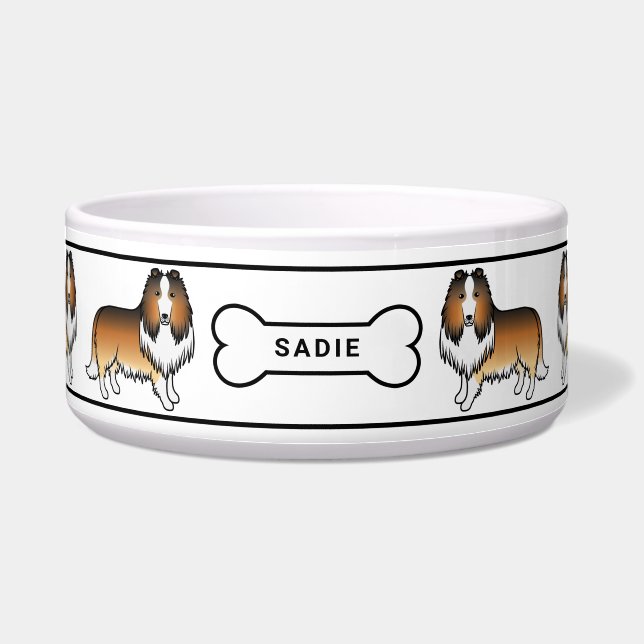 Sable Rough Collie Dogs With Bone & Name (Front)