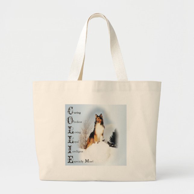 Sable Rough Collie Gifts Large Tote Bag (Front)