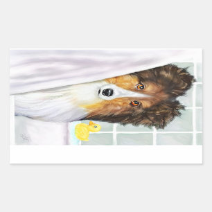 Sable Sheltie Bath Rectangular Sticker