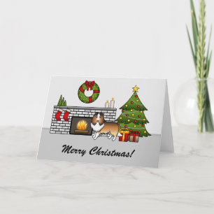Sable Sheltie Dog In A Christmas Room & Text Card