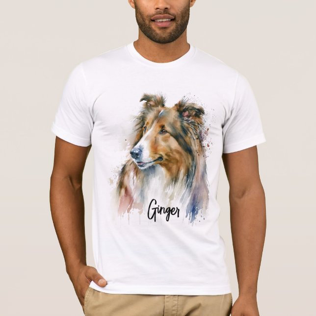 Sable Sheltie Painting Personalised T-Shirt (Front)