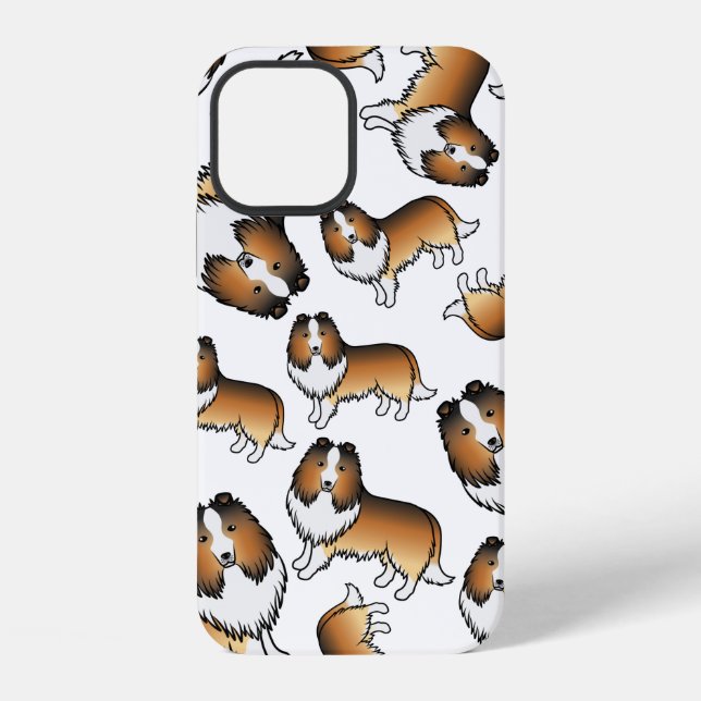 Sable Shetland Sheepdog Cartoon Dog Pattern iPhone Case (Back)