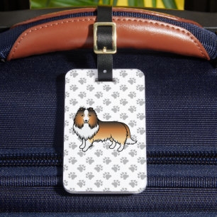 Sable Shetland Sheepdog Cartoon Dog & Text Luggage Tag