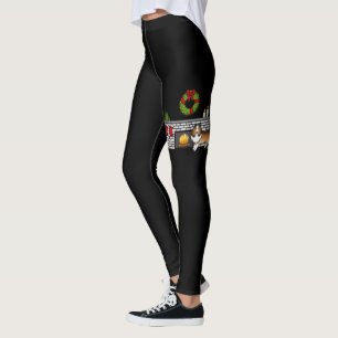 Sable Shetland Sheepdog Dog In A Festive Room Leggings