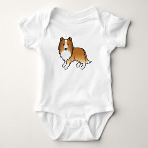Sable Shetland Sheepdog Sheltie Cartoon Dog Baby Bodysuit