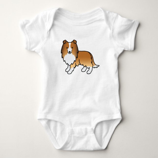 Sable Shetland Sheepdog Sheltie Cartoon Dog Baby Bodysuit (Front)