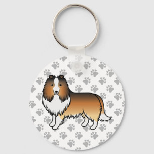 Sable Shetland Sheepdog Sheltie Cartoon Dog Key Ring
