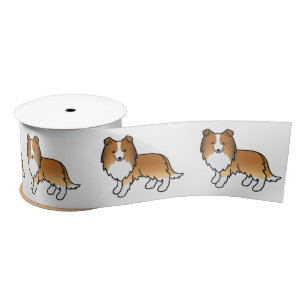 Sable Shetland Sheepdog Sheltie Cartoon Dog Satin Ribbon