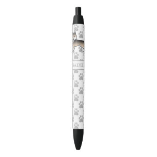 Sable Siberian Husky Cartoon Dog & Name Black Ink Pen