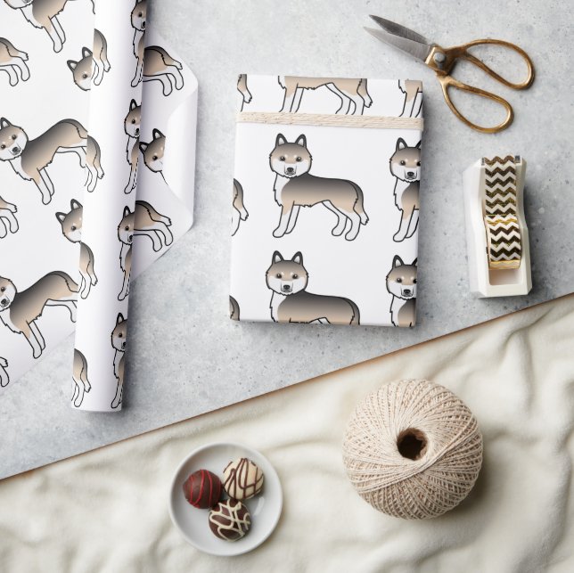 Sable Siberian Husky Cute Dog Pattern Wrapping Paper (Crafts)