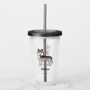 Sable Siberian Husky Dog & Custom Name Acrylic Tumbler