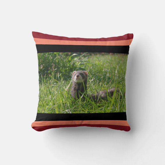 Sable Weasel Picture Cute Ferret Cushion (Front)