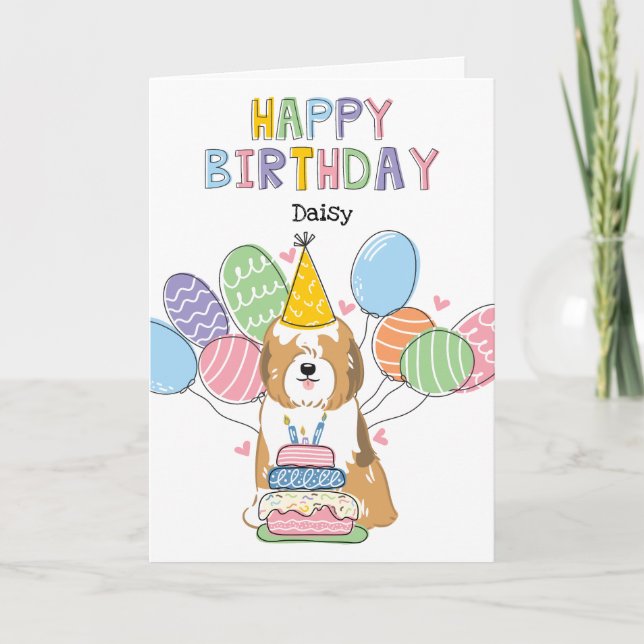 Sable White Tibetan Terrier Dog Birthday Party Card (Front)