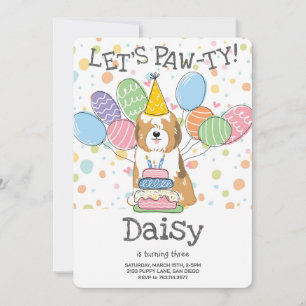 Sable White Tibetan Terrier Dog Birthday Party Invitation