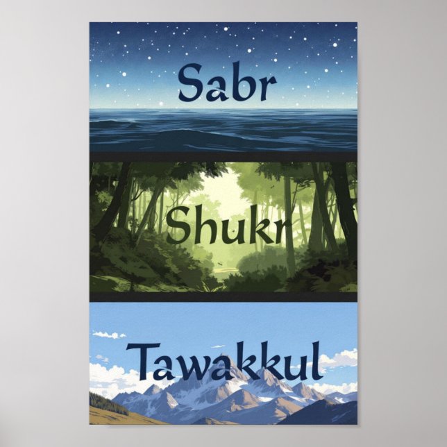 Sabr, Shukr, Tawakkul | Modern Muslim Home Gift Po Poster (Front)