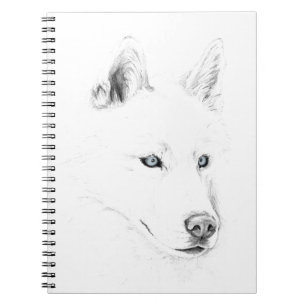 Sabre A Siberian Husky Drawing Art Blue Eyes Notebook