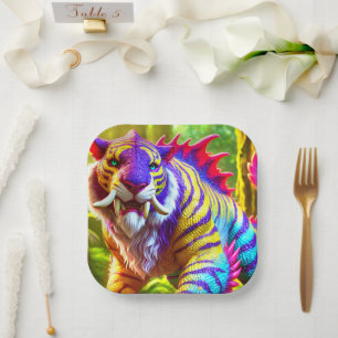 Sabre Tooth Tiger Art Paper Plate
