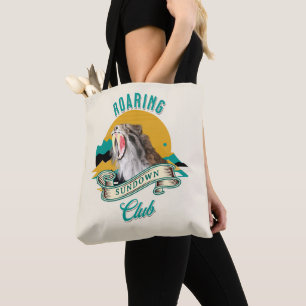 Sabre Tooth Tiger Roaring Sundown Club Tote Bag