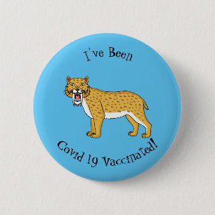 Sabre-toothed tiger illustration 6 cm round badge