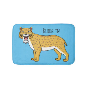 Sabre-toothed tiger illustration bath mat