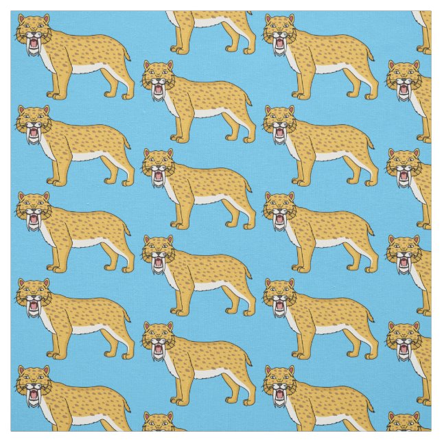 Sabre-toothed tiger illustration fabric (Swatch)