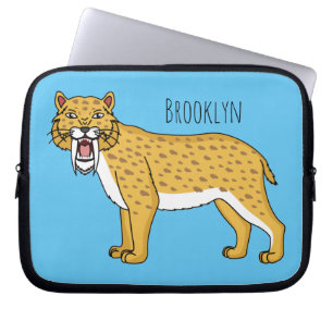 Sabre-toothed tiger illustration laptop sleeve