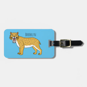 Sabre-toothed tiger illustration luggage tag