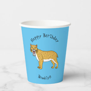 Sabre-toothed tiger illustration paper cups