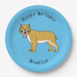 Sabre-toothed tiger illustration paper plate