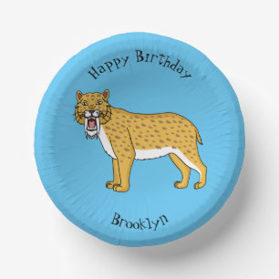Sabre-toothed tiger illustration paper plate