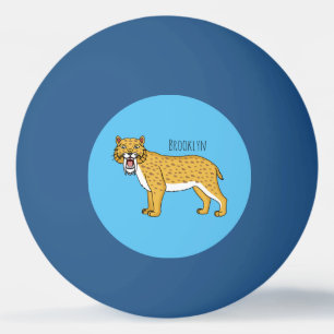 Sabre-toothed tiger illustration ping pong ball