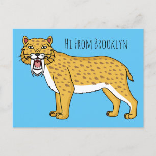 Sabre-toothed tiger illustration postcard