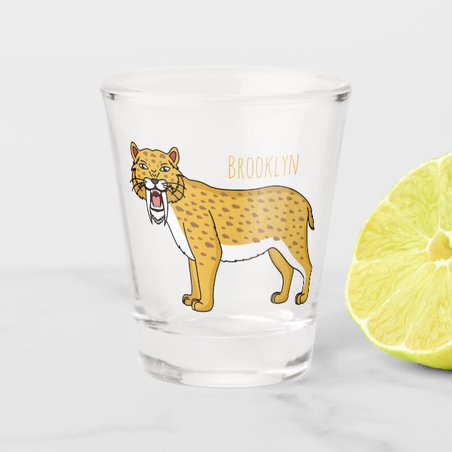 Sabre-toothed tiger illustration  shot glass (Front)