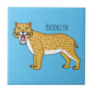 Sabre-toothed tiger illustration tile