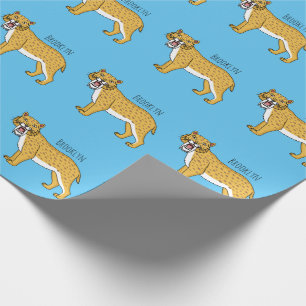 Sabre-toothed tiger illustration wrapping paper