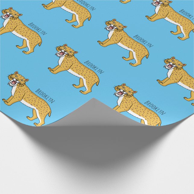 Sabre-toothed tiger illustration wrapping paper (Corner)