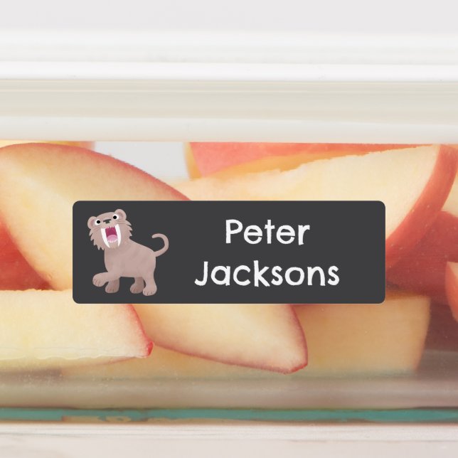 Sabre Toothed Tiger Smilodon cartoon personalised (Affixed)