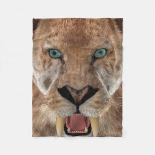 Sabre Toothed Ttiger or Smilodon Fleece Blanket