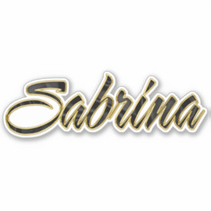 Sabrina black gold lettering sticker