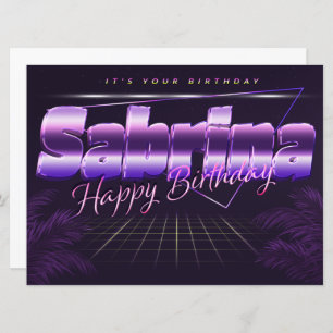 Sabrina Name First name lila retro card Birthday